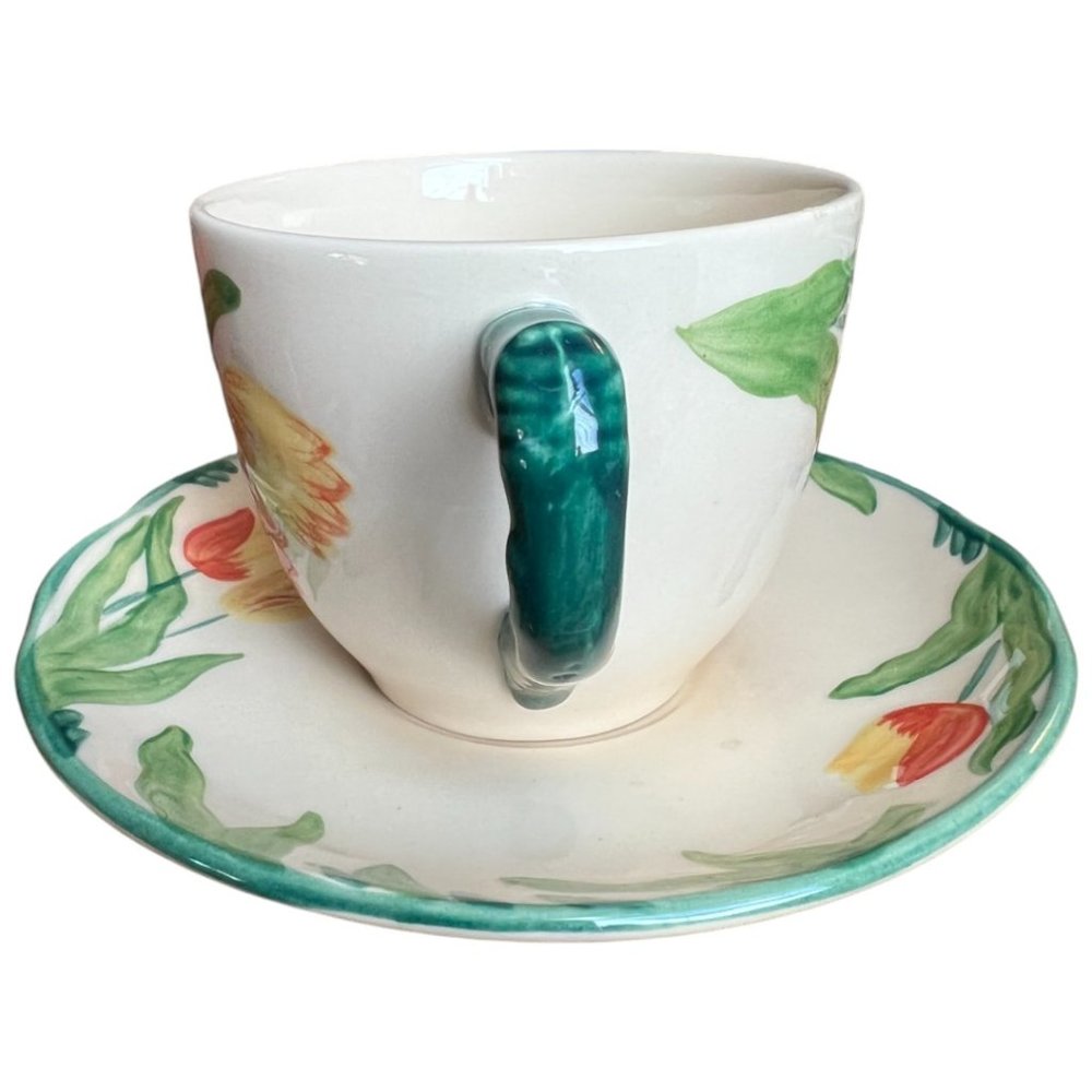 Vtg FRANCISCAN Tulip Teacup and Saucer Hand-Painted England Pristine Retired - Picture 2 of 12